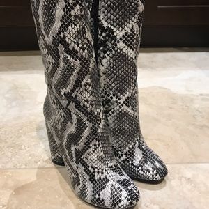 Faux snake skin booties